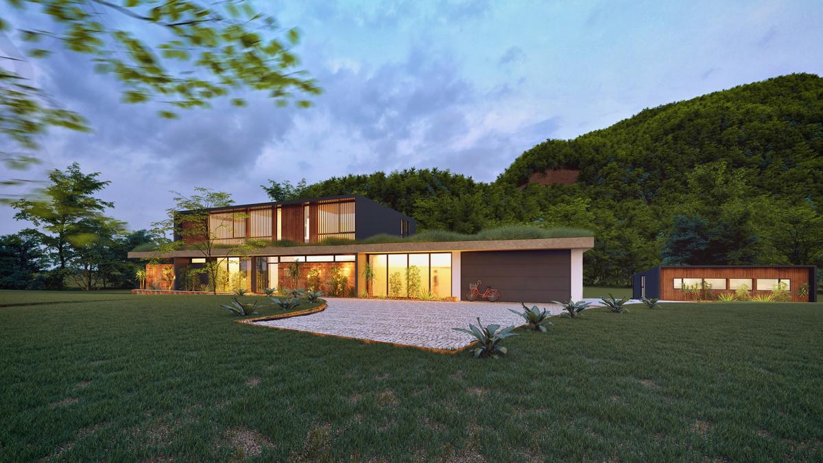 3d rendering of house in australia in nature nightshot