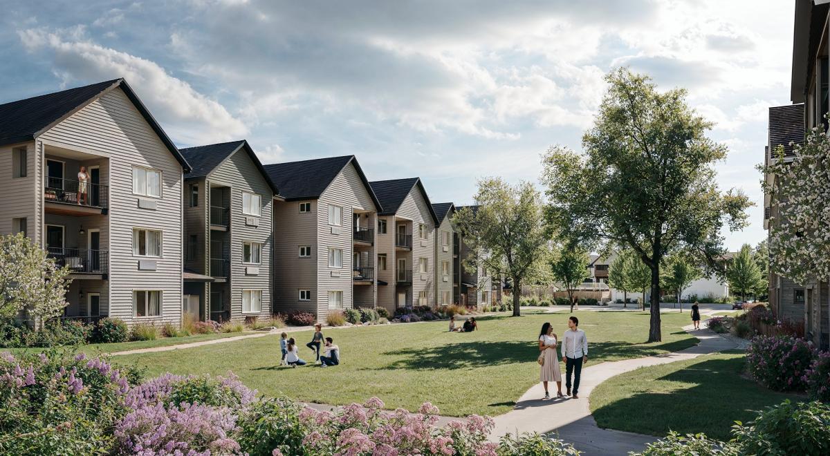 Multi-family apartment building rendering near medical campus in Great Falls