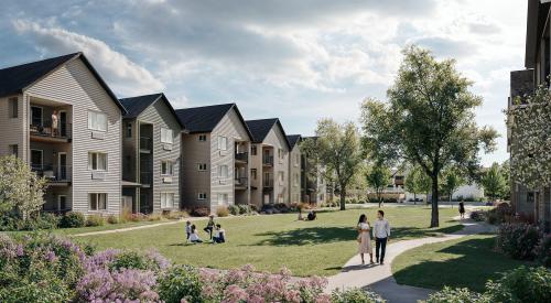 Multi-family apartment building rendering near medical campus in Great Falls