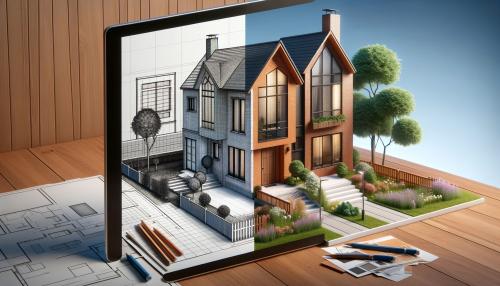 progression from a basic SketchUp model to a highly realistic 3D rendering